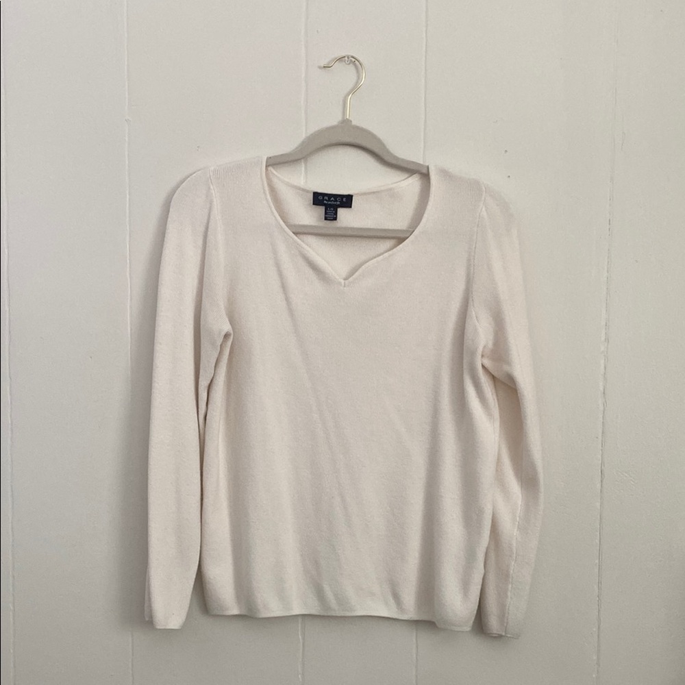 Cream V-Neck Sweater